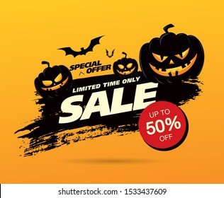 halloween sale banner layout design. vector illustration