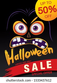 halloween sale banner layout design. vector illustration