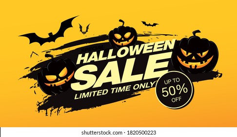 halloween sale banner layout design. vector illustration