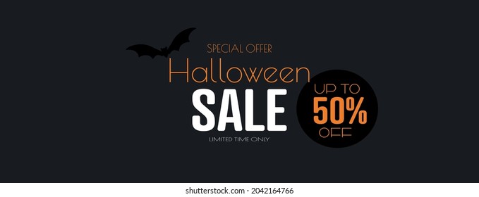 Halloween Sale Banner. Modern Minimal Design For Sales. Flat Vector Illustration.	