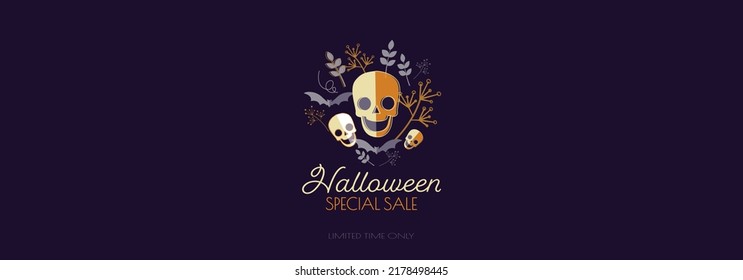 Halloween sale banner. Modern minimal design for Sales. Flat vector illustration.