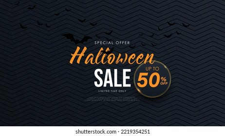 Halloween sale banner. Modern minimal design for Sales. Vector illustration. 