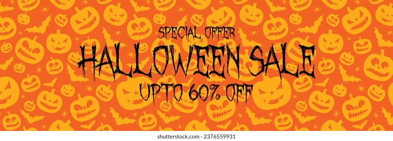 Halloween Sale Banner halloween pattern upto 60%off for brance and company use.