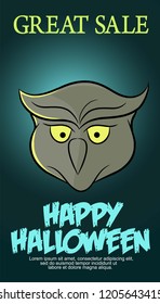 Halloween sale banner and poster design vector, halloween character with glowing background ,cartoon style,halloween celebration