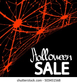 Halloween Sale, banner, poster design template, vector illustration