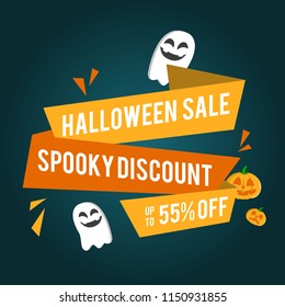 Halloween sale banner with pumpkins