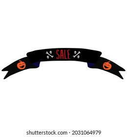 Halloween sale banner ribbon Doodle design