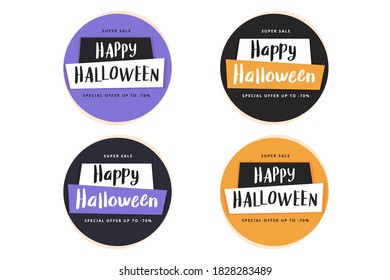 Halloween sale banner template set, vector illustration