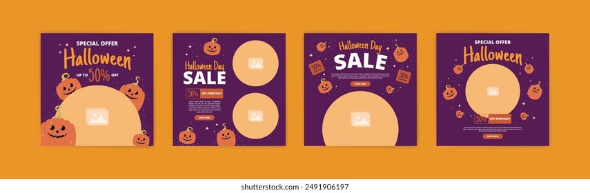 Halloween sale banner template. Halloween template for social media advertising flyer, website advertising and social media branding