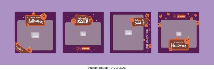 Halloween sale banner template. Halloween template for social media advertising flyer, website advertising and social media branding