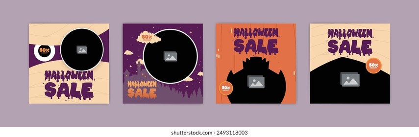 Halloween sale banner template. Halloween template for social media advertising flyer, website advertising and social media branding