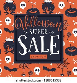 Halloween Sale banner. Vector illustration.