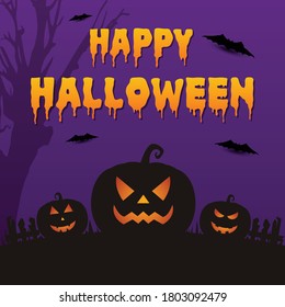 Halloween sale banner. Vector illustration in flat style.
