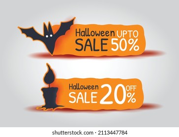 Halloween sale banner vector illustration