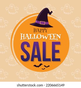 Halloween sale banner vector illustration