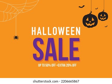 Halloween sale banner vector illustration