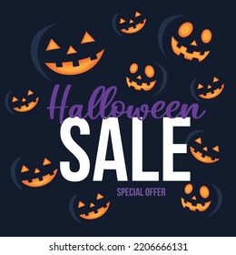 Halloween sale banner vector illustration