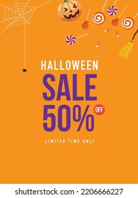 Halloween sale banner vector illustration