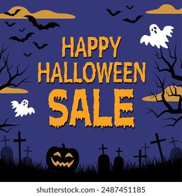 Halloween sale banner_vector illustration (1:1)