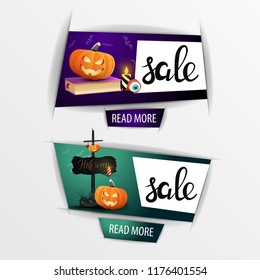 Halloween sale banners with pumpkin Jack