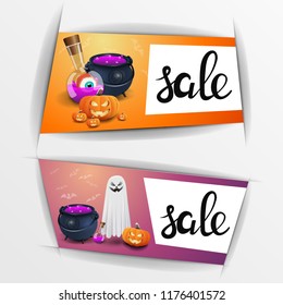 Halloween sale banners with pumpkin Jack