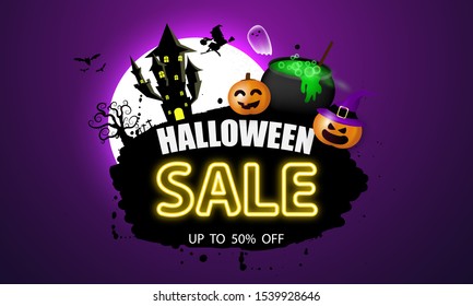 Halloween sale Carnival Background, concept design Party,