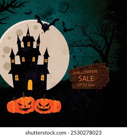 Halloween sale composition with flat design