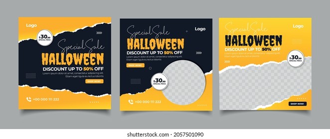 Halloween sale concept social media post template	