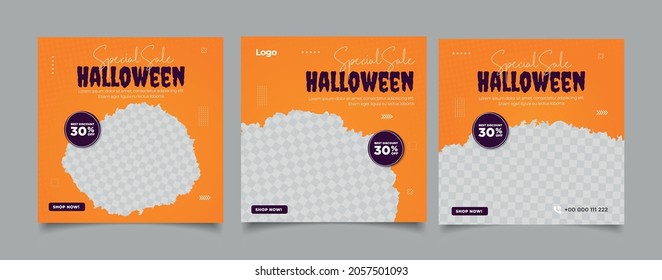 Halloween Sale Concept Social Media Post Template	