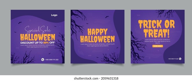 Halloween sale concept social media post template