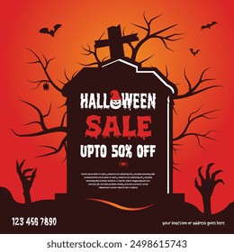 Halloween sale concept social media post design template