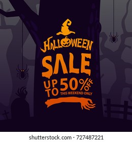 Halloween sale  design template Vector illustration 