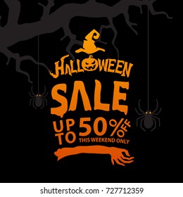 Halloween sale design template Vector illustration