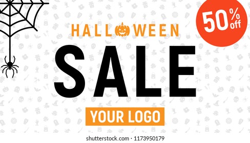 Halloween sale, halloween discount background, halloween offer banner, vector illustration,