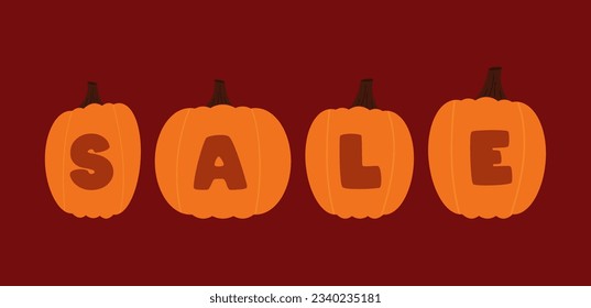 Halloween sale elements. Halloween sale promotion elements with pumpkin, skull, tombstone, coffin, vampire and haunted house decorations.