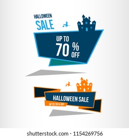 halloween sale illustration. autumn celebration. ghost palace element. modern design.