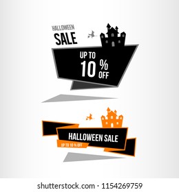 halloween sale illustration. autumn celebration. ghost palace element. modern design.