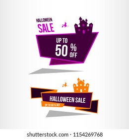 halloween sale illustration. autumn celebration. ghost palace element. modern design.