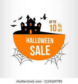 halloween sale illustration. autumn celebration. ghost palace element. modern design.