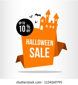 halloween sale illustration. autumn celebration. ghost palace element. modern design.