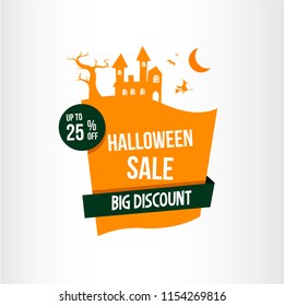 halloween sale illustration. autumn celebration. ghost palace element. modern design.