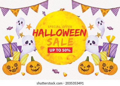 Halloween sale illustration Free Vector