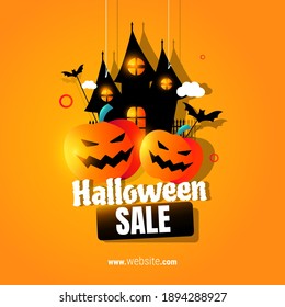 Halloween Sale Illustration Vector Template for Promotion Design