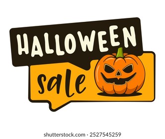 Halloween sale label with pumpkin