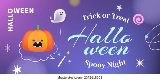 Halloween sale marketing poster template. pumpkin, magic, social media, packaging, banner, color starry sky, party ticket