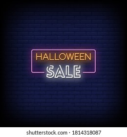 Halloween Sale Neon Sign Style Text Vector