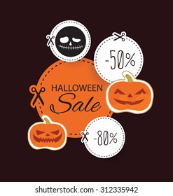 Halloween sale offer design template. vector illustration.
