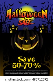 Halloween sale offer poster design concept