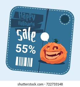 Halloween Sale Poster Holiday Seasonal Discount Icon Flat Vector Illustration