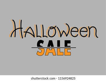 Halloween sale poster template. Postcard, discount banner, poster, ad signboard. Vector
